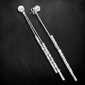 Fashion Sterling Silver Bling Design Long Dangle Drop Hypoallergenic Earrings